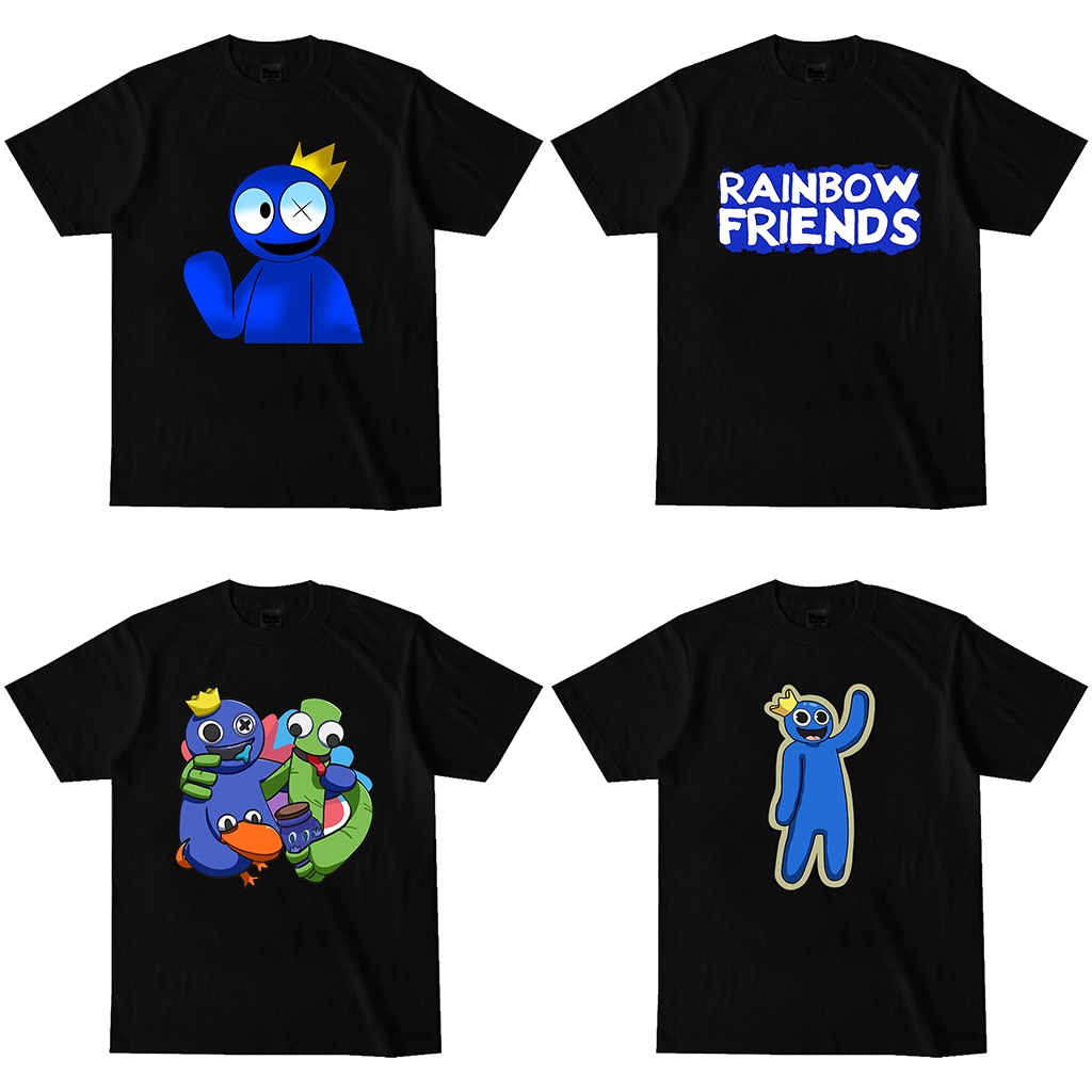 Rainbow Friends Obby Horror Roblox เสื้อยืดสําหรับผู้ชายผู้หญิงสีดําสีขาว Tees รอบคอ Unisex T เสื้อ 