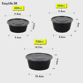 ถ้วยใส่อาหารสีดำ300/450/750/1000/1250/1500ml (ยกลัง ) Z กล่องพลาสติก กล่องพลาสติกสีดำ กล่องใส่อาหาร ถ้วยใส่อาหาร ถ้วยใช้