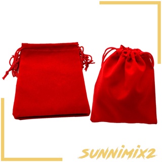 [Sunnimix2] ถุงผ้ากํามะหยี่สีแดง 10X12 ซม. 50 ชิ้นสําหรับใส่ของชําร่วยงานแต่งงาน