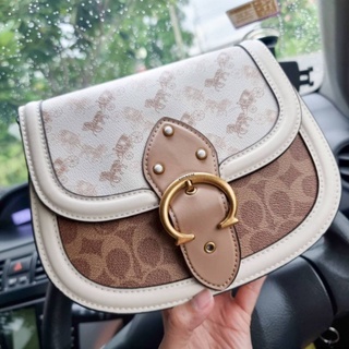 ส่งฟรี⚡กระเป๋า Coach แท้💯 ทรงครึ่งวงกลม น่ารัก สีขาว ผู้หญิง กระเป๋าสะพายข้าง