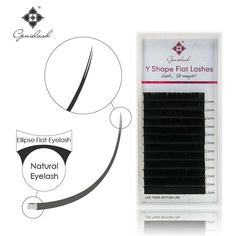 Genielash Matte ellipse ต่อขนตา ปลายแยก รูปไข่ รากแบน ขนตาแต่ละชิ้น นุ่มขึ้นมาก