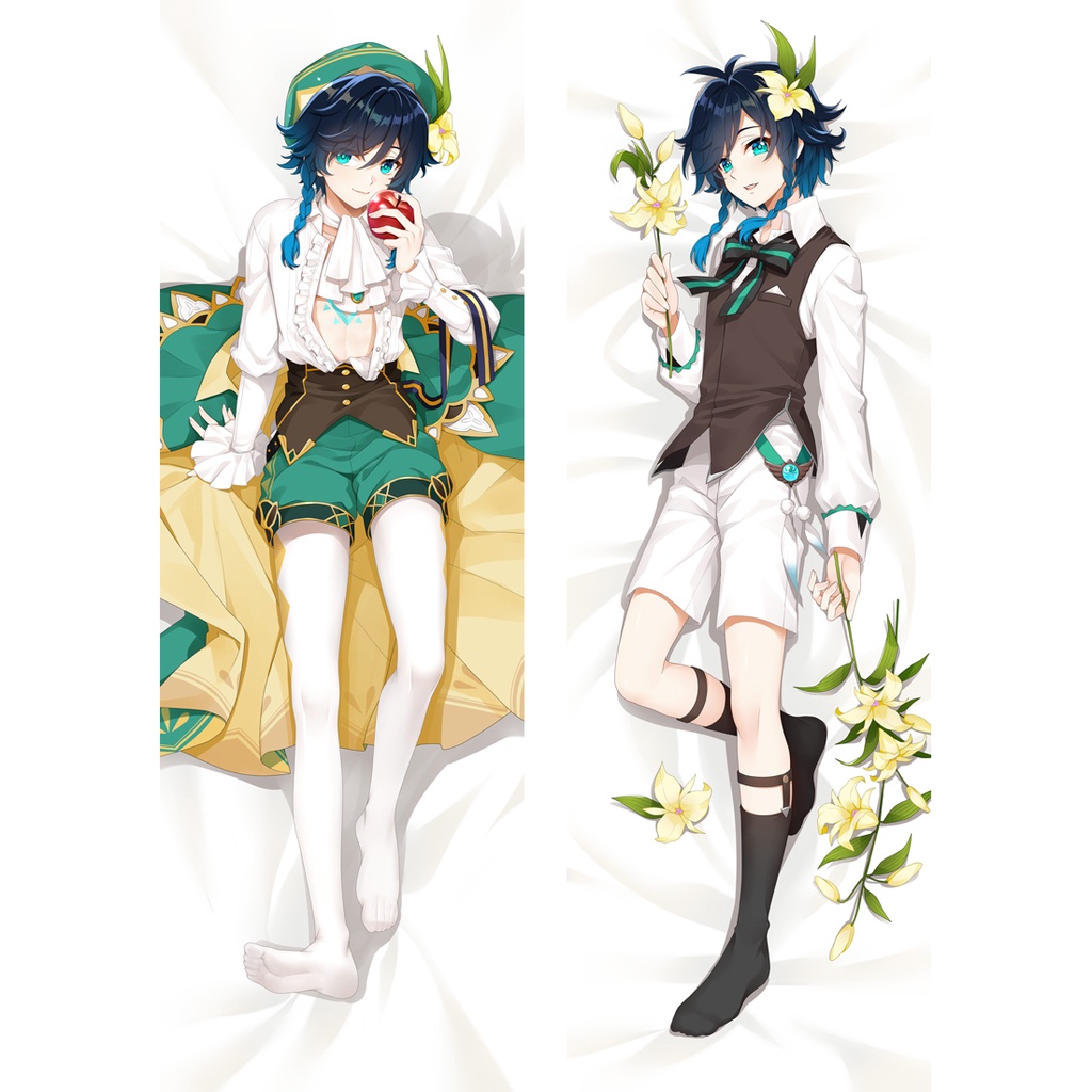 60x180 ซม.เกม Genshin Impact Venti หมอน Dakimakura Peachskin Otaku 2-Side โยนเบาะหมอนกรณี