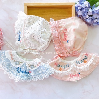 littlesweetthailand “Bib and Bonnet set”  เซตผ้ากันเปื้อนคู่หมวกเด็กแบบผูกใต้คาง