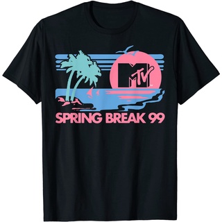 เสื้อยืด พิมพ์ลายโลโก้ MTV สีพาสเทล เหมาะกับเดินชายหาด แฟชั่นฤดูใบไม้ผลิ สําหรับผู้ใหญ่Size S-5XL