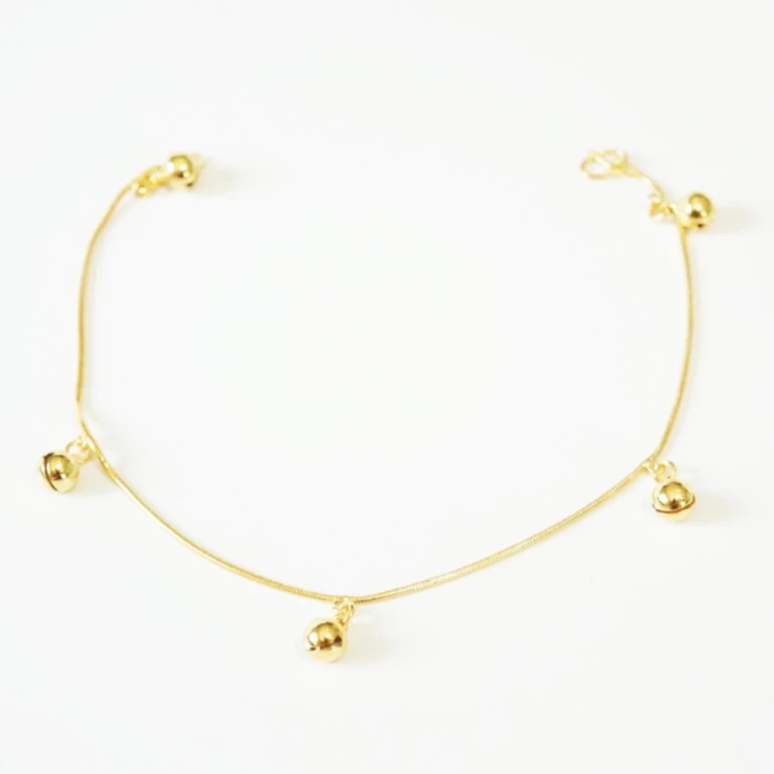 RNjewelry กำไลข้อเท้า สร้อยข้อเท้าทอง ทองเสมือน ทองโคลนนิ่ง ปรับขนาดได้ น้ำหนัก 2 สลึง รุ่น GF-001