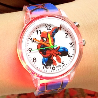Disney flash Spiderman นาฬิกาข้อมือควอตซ์แฟชั่น สายหนัง ลายการ์ตูนอนิเมะ Frozen flash ของขวัญวันเกิด สําหรับเด็กผู้ชาย และเด็กผู้หญิง