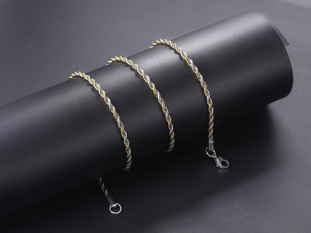 Zhouyang(โจวหยาง)สีทองบิดเชือกสร้อยคอสำหรับผู้หญิงเรียบง่าย 3 มิลลิเมตรโซ่สแตนเลสเค้นคอเครื่องประดับสร้อยคอที่เรียบง่าย C022 - รูปที่ 7