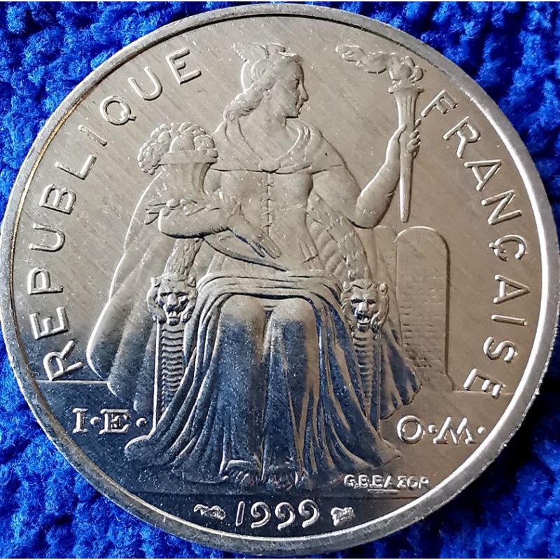 เหรียญ​ต่างประเทศ​ โพลีนีเซีย​ French​ Polynesia, 5 Franc​s, #​3881T, ไม่​ผ่าน​ใช้​ UNC