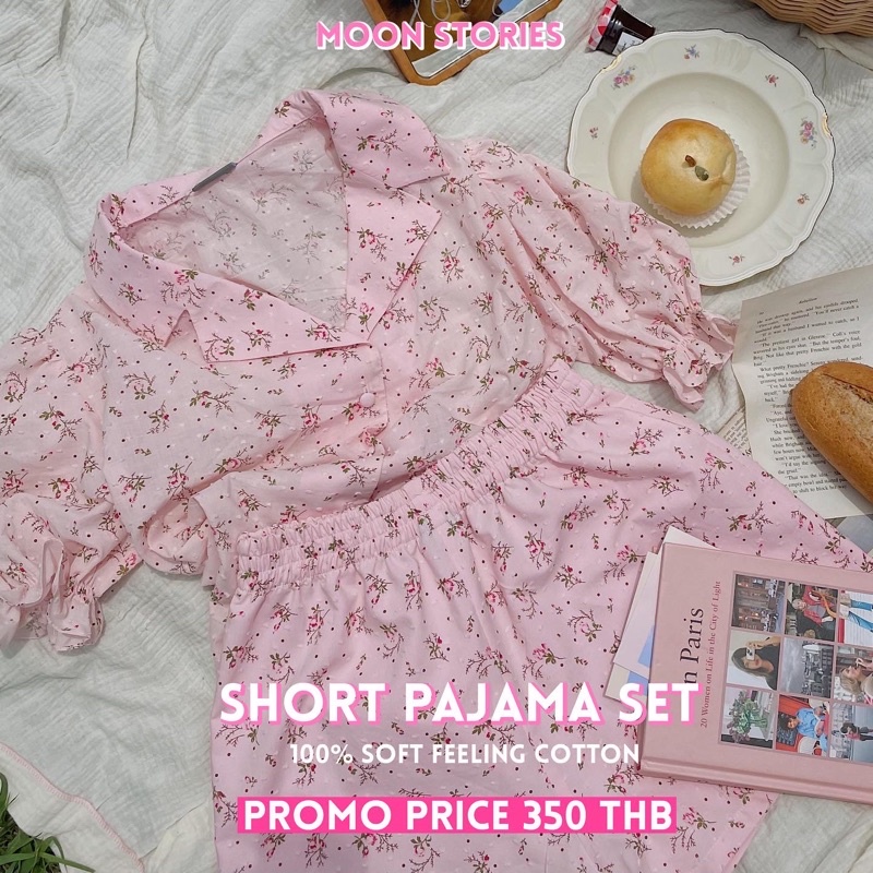 [🔥SALE UP TO 60%] Summer Lockdown Pajamas ชุดนอนขาสั้น ผ้าคอตตอลนำเข้า ลายดอกไม้สุดหวานจากแบรนด์ Moon S
