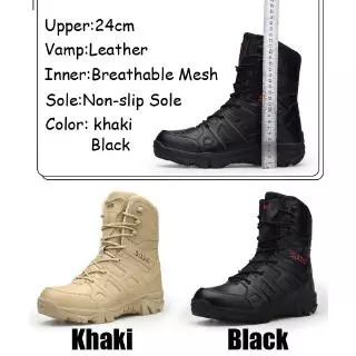 39-47 รองเท้าทหาร Mens Military Tactical Boots Leather Desert Army Combat Hiking Shoes