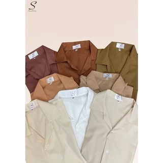 S1: SEOULSHIRTS 🇰🇷 เสื้อเชิ้ตเกาหลี แขนสั้น สีพื้นมินิมอลสี EARTH TONE ไซซ์ M L XL XXL คุณภาพดี