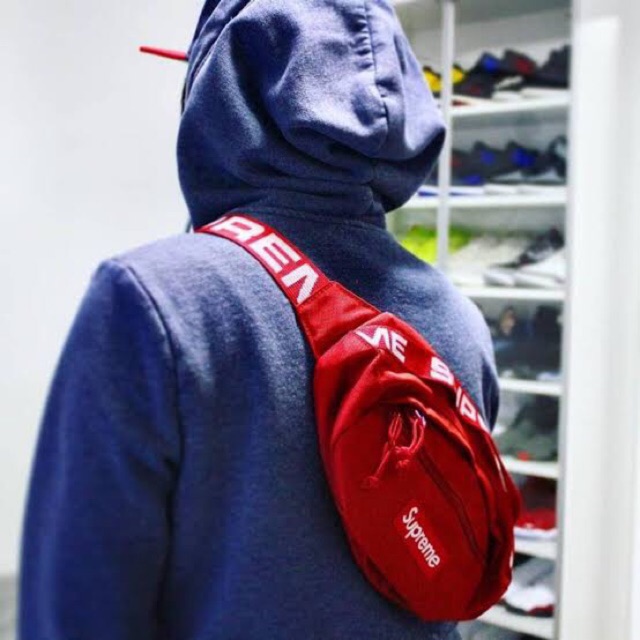 Supreme Waist Bag SS18 Red  ของแท้💯