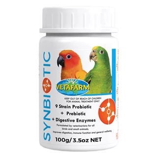 Vetafarm Synbiotic ซินไบโอติก อาหารเสริมช่วยย่อยอาหาร เพิ่มภูมิต้านทานให้กับนก (แบ่ง 20G)