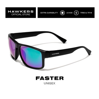 HAWKERS Black Emerald FASTER Sunglasses for Men and Women, unisex. UV400 Protection. Official product designed in Spain 110003