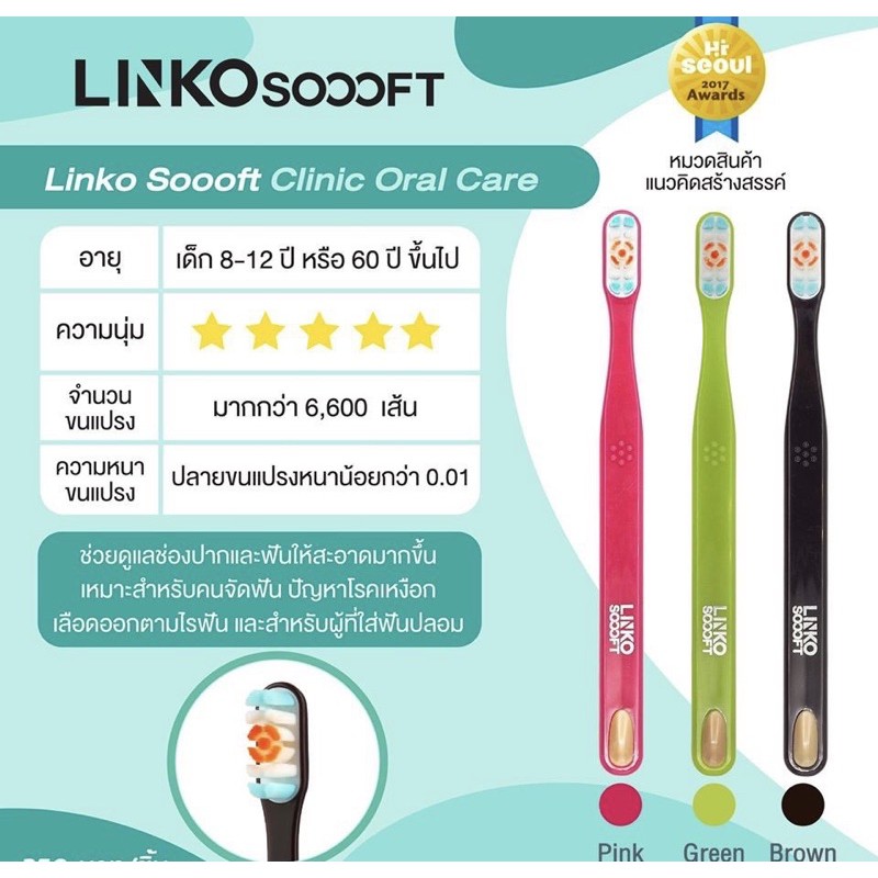 แปรงสีฟัน Linko Soooft รุ่น Clinic Oral Care ของใหม่ผลิตปี 2025คะ