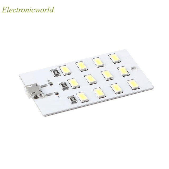 โคมไฟฉุกเฉิน 5730 smd 5V 430mA~470mA Mirco USB 5730 LED สีขาว 1 ชิ้น