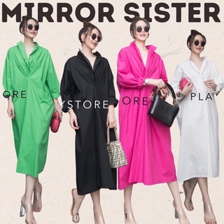 MiRRoRSiSTER’s Mirr Draped Dress Shirt #10309.1 เดรสเชิ้ต เดรสคอจีน เดรสยาว เดรสเชิ้ตยาว งานป้ายmirrorsister