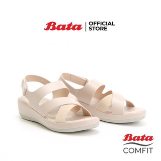 Bata COMFIT รองเท้าส้นสูง WEDGE SANDAL แบบรัดส้น สีเบจ รหัส 6618483 Mi7x