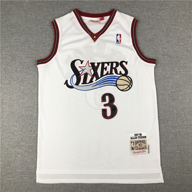 เสื้อ NBA Jersey Philadelphia 76ers หมายเลข 3 Iverson สีขาว