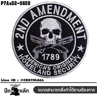 อาร์มติดเสื้อ ลาย 2ND AMENDMENT ปักเทาขาวพื้นโพลีดำ Size/10*10 งานปักละเอียดคุณภาพดีรุ่น P7Aa52-0659 พร้อมส่ง!!!!