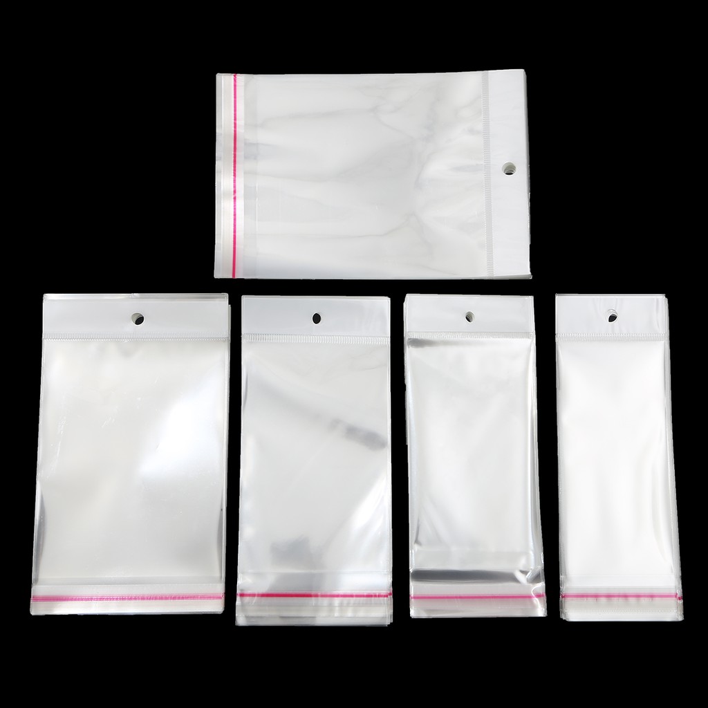 OPP Packing Bags 100Pcs/lot Transparent Self Adhesive Seal Plastic Storage Bag OPP Pack Bag With Hang Hole Retail Packaging Pouch - รูปที่ 6