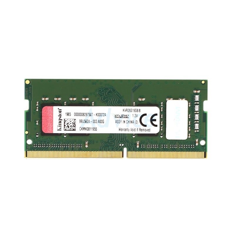 RAM DDR4(2666, NB) 8GB KINGSTON VALUE RAM(KVR26S19S8/8) แรมสำหรับโน๊ตบุ๊คประกัน LT.