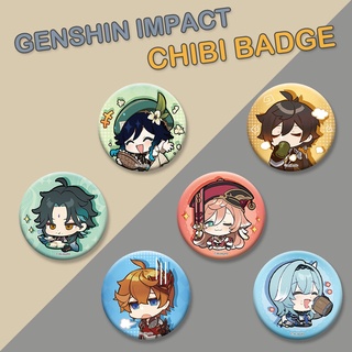 Genshin Impact Badge Chibi Kanzuha Ayaka Yoimiya Yanfei Eula Rosaria Zhongli Hutao Tartaglia Xiao เข็มกลัด Pins เสื้อผ้าตกแต่งของขวัญ เกนชินอิมแพค