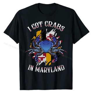 ผ้าฝ้ายแท้เสื้อยืดลําลอง ผ้าฝ้าย แขนสั้น เข้ารูป พิมพ์ลาย I Got Crabs In Maryland Day สีฟ้า สําหรับผู้ชายS-3XL