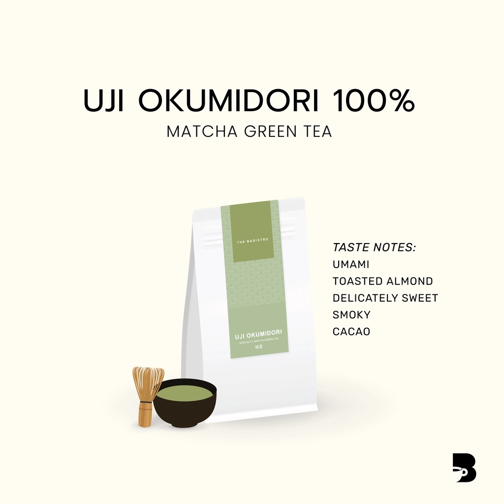 ผงชาเขียวพรีเมียม 100% - Uji Okumidori 100%  Matcha Green Tea Powder