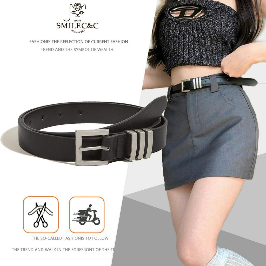 SmileFairyCC【COD & พร้อมส่ง】✨เข็มขัดยีน ทรงสี่เหลี่ยม สไตล์วินเทจ Y2K เหมาะกับเสื้อแจ็กเก็ต และกางเกงยีน สําหรับผู้หญิง