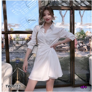 10113 Dress เดรส แขนยาว จีบหน้า Dress Long sleeves pleated front