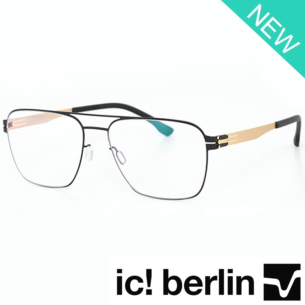 Ic Berlin แว่นตา รุ่น 037 C-4 สีดำขาทอง กรอบเต็ม ขาข้อต่อ สแตนเลส สตีล Eyeglass Eyewear Top Glasses 