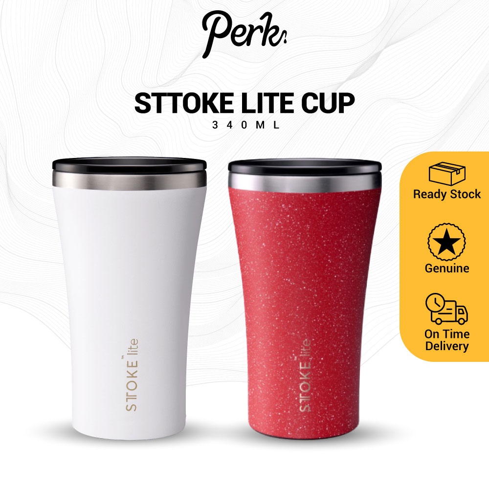[ไม่มีกล่อง] Sttoke Lite Cup 340ml - Frost White / Sugar Red