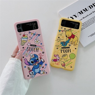 เคสโทรศัพท์มือถือแบบแข็ง กันกระแทก ลาย Stitch หมีพูห์ สําหรับ Samsung Galaxy Z Flip 4 Z Flip 3 5G