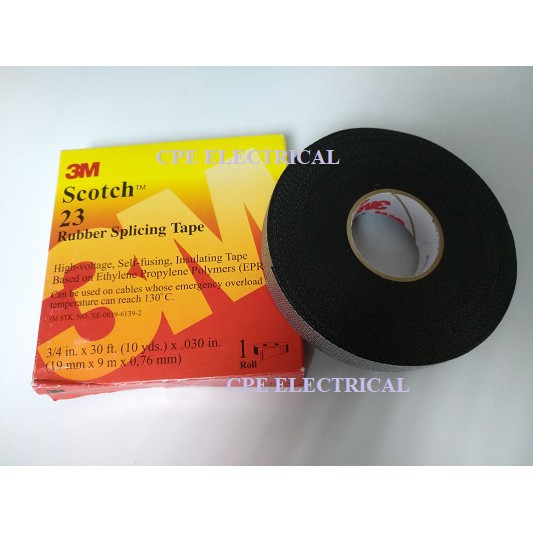 3M Scotch 23 เทปประกบยาง 19mm x 9.0m x 0.76mm สีดํา