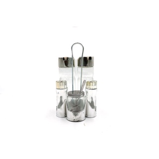 Cruet set ชุดเครื่องปรุงโครงเหล็กชุบ 5ชิ้น ขนาด 12x11x20ซม.S190373