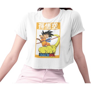 เสื้อยืดครอปทอป ลายซุนโกคูเด็ก โงกุน Son Goku Kid T-shirt ดราก้อนบอล Dragon Ball ใส่สบายแบรนด์ Khepri 100% cotton comb