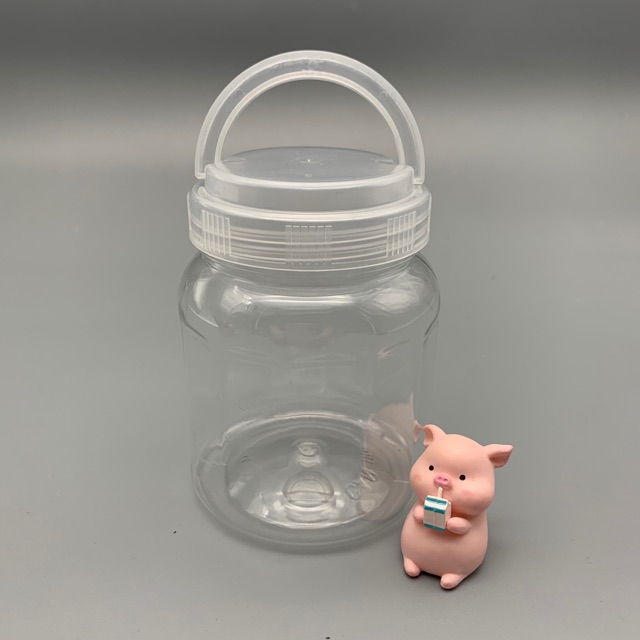 (10ใบ) กระปุกพลาสติกมีหูหิ้ว กระปุกขนม มีหูหิ้ว กระปุกคอนเฟล็ก โหล่ใส่ของดอง กล่องใส่ขนม pet ปริมาตร