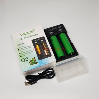 เครื่องชาร์จพร้อมถ่านของแท้ Vapcell Q2+SONY VTC 2ก้อน (แถมฟรีกระเป๋าใส่ถ่านVapcell)