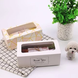 พร้อมส่งกล่องใส่ขนม 17.5*9*5ซม (10ใบ) กล่องใส่ขนมทรงยาว มีหน้าต่างพลาสติก กล่องคุกกี้ กล่องใส่บราวนี่ กล่องลิ้นชัก