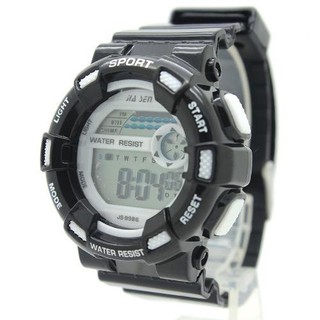 Sport Watch นาฬิกาชาย-หญิง สายยางดำ ขอบขาว ระบบ Digital SW-C01