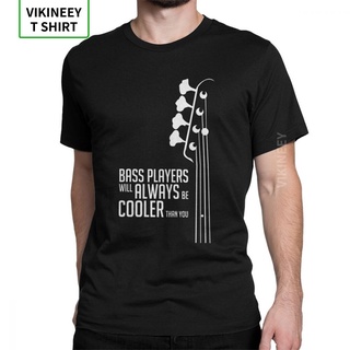 เสื้อยืดผ้าฝ้าย เสื้อยืดผ้าฝ้าย พิมพ์ลาย Bass Guitar Bass Players Will Always Be Cooler Than You Bass Headstock ทรงสลิมฟ