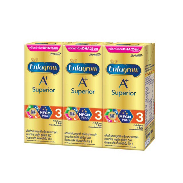 (แพ็ค 3 กล่อง) Enfagrow UHT เอนฟาโกร เอพลัส สูตร 3 ซุพีเรียร์ รสจืด 180 มล.นม นมจืด นม UHT