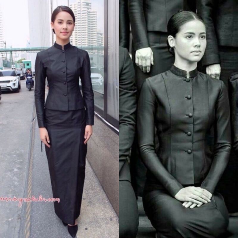 ชุดแม่ลูก ชุดไทยประยุกต์ ได้ทั้งชุดชุดดำ ชุดไทยจิตรดา ผ้าไหมเทียม ชุดไว้อาลัย จิตลดา-สีดำ ชุดดำพระราชทานเพลิงศพ ชุดราชพิ