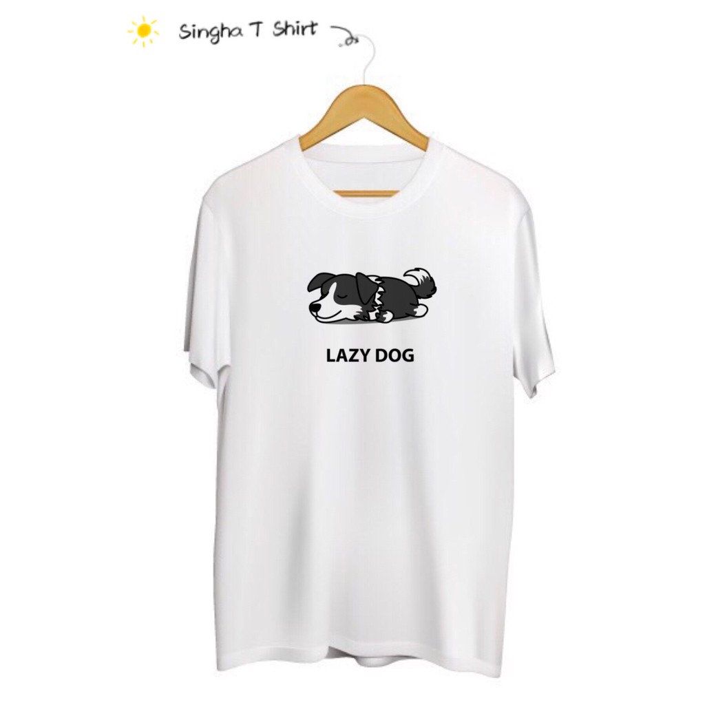 SINGHA T-Shirt เสื้อยืดกสรีนลาย Lazy Dog
