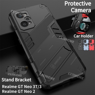 เคสโทรศัพท์มือถือแบบแข็ง กันกระแทก ลายเกราะ 3D พร้อมที่ตั้งวาง สําหรับ Realme GT Neo 3T 3 2 Explorer Master 4G 5G