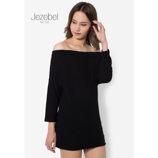 Jezebel เสื้อเบลาส์ Stylish Neckline Chunky Rib