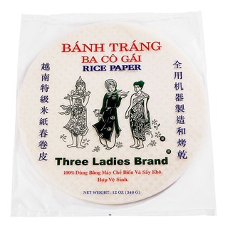 🔥*พร้อมส่ง*🔥 ทรีเลดี้ แผ่นใบเมี่ยงเวียดนามแบบกลม 340 กรัม Three Ladies Rice Paper 340 g