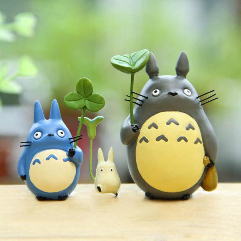3 pcs Totoro ตุ๊กตาใบลูกตุ้ม Miniatures ตุ๊กตาการ์ตูนสัตว์ Diy Micro ภูมิทัศน์ Miniature Garden รูปปั้นตกแต่ง
