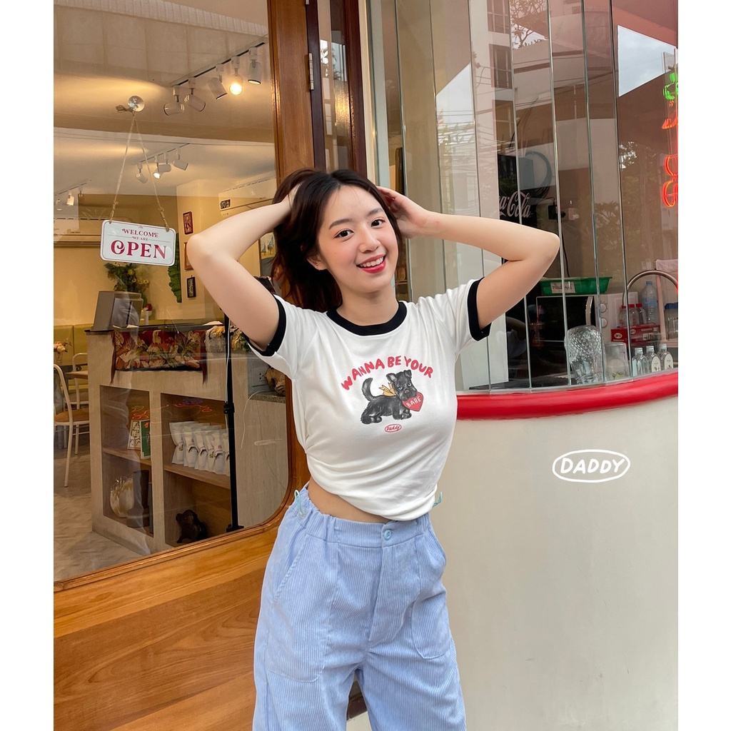 DADDY | Wanna Be T-Shirt เสื้อยืดแขนสั้น ลายน้องหมากับหัวใจสุดน่ารัก สีขาว ราคา ถูกที่สุด ดีลบีเคเค แกลเลอรีภาพที่ 4